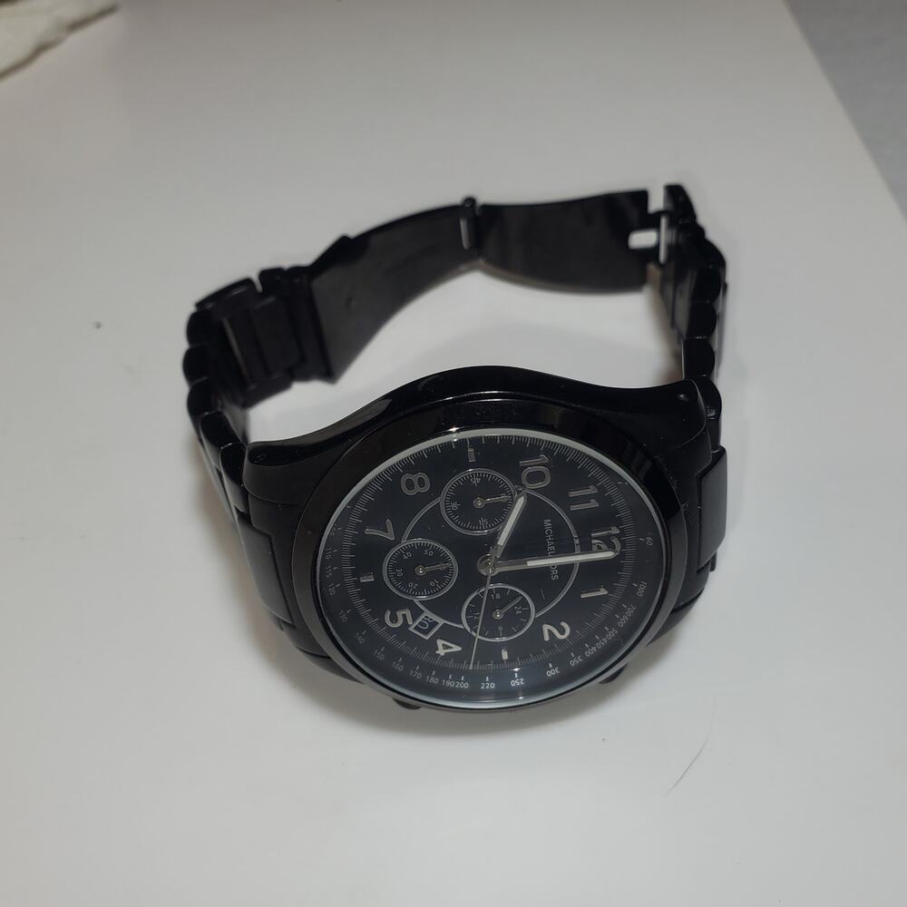Michael Kors Men's Chronograph Watch Black Stainless Steel MK-8192 - Picture 3 of 10
